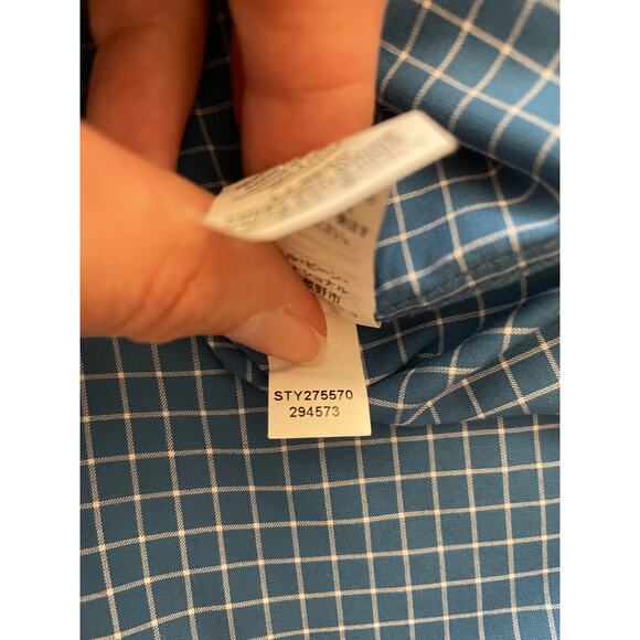 L.L.Bean All Cotton Mens XL Tall Shirt Button Down Blue/White Checker LongSleeve - Picture 12 of 12